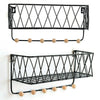 Wall Mounted Shelf Hooks Basket Wire Rack Storage Unit With Key Hanging Hangers