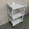 3 Tier Plastic Cream Kitchen Carts Trolley Wheels Bathroom Storage Rack Modern