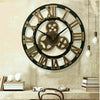 Wall-Clock Gear Horologe Numeral Wooden Living-Room Retro Vintage European-Style