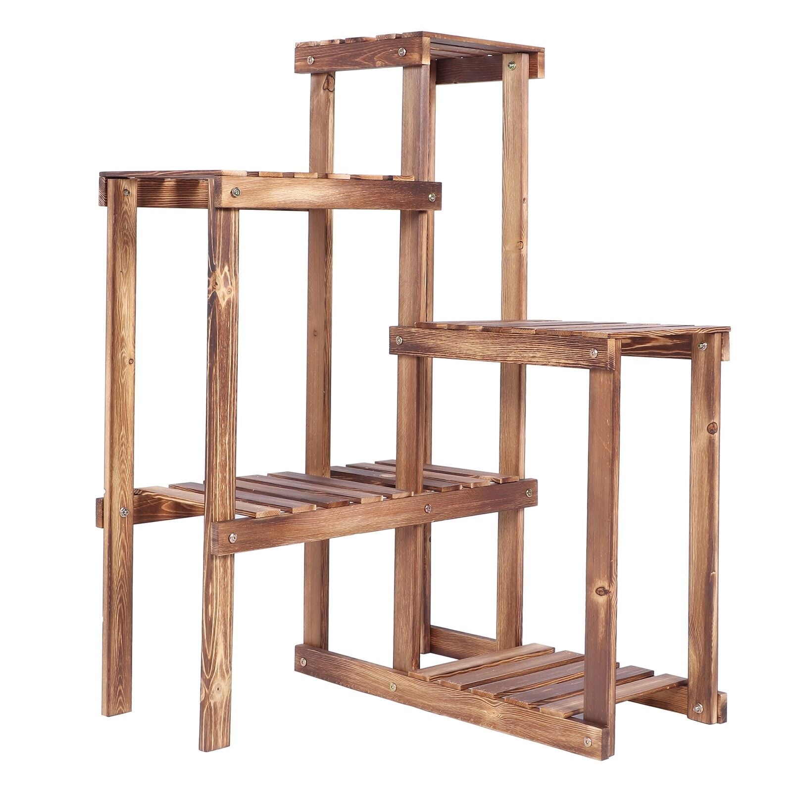 6 HOLDER LADDER SHELF CORNER STORAGE PLANT STAND FLOWERS DISPLAY WOOD RACK UNIT