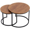 Nest Of 2 Coffee Table End Table with Wooden Top Stackable Sofa Side Living Room
