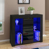 Modern Black 1 Door Cabinet Large Storage Buffet Cupboard Sideboard LED Lights