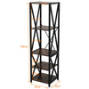 Rustic Wood Bookcase with Metal Frame 5 Tier Display Shelf Stand 45x40x163cm