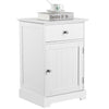 Bedside Table w/ Drawer & Door, Bedside Cabinet Nightstand,End Table White/Black