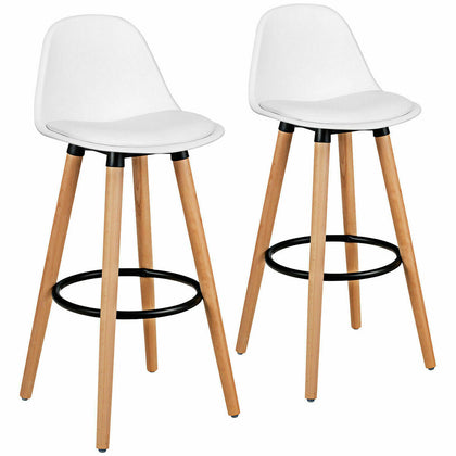 2x Breakfast Bar Stool High Chair PU Leather Kitchen Chrome w/Footrest Home Shop