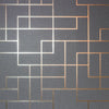 Platinum Square Geo Texture Wallpaper Charcoal & Copper FD42492 Fine Decor
