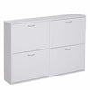 Wooden Shoes Cabinet Multi Flip Down Shelf Drawer Organizer - White