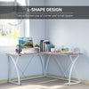 L-Shaped Computer Desk Corner PC Table Writing Workstation Home Office, White