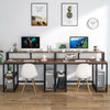 Brown Computer Desk with Hutch and Functional Shelves Study Table Writing Desk