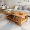 2 Tier Coffee Table Rectangle Wood Living Room Tea Tables with Storage Shelf