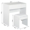 Dressing Table Set with Flip-up Mirror Padded Stool Sliding Drawer White