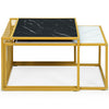 Set of 2 Nesting Coffee Table Modern Side End Table Set Metal Home Living Room