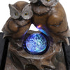 Indoor LED Lighting Water Feature Fountain Owl Statue Cascade with Electric Pump