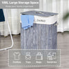 100L Laundry Hamper Basket Bamboo Washing Clothes 2 Sections Bin Storage