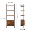 Bookcase Ladder Shelf 3-Tiers Wall Shelf with 2 Drawers Vintage 185x60x30cm
