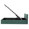 Velvet Upholstered Bed Frame 4ft6 Double Size Storage Bed With Headboard Green