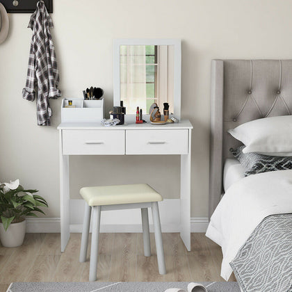 Computer Desk Compact Laptop PC Study Table Bedroom Dressing Table with Drawers