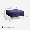 Darcey Navy Square Footstool With Gold Legs