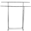 Double Clothes Rail Wheeled Garment Coat Hanging Display Stand Lower Bottom Rack
