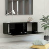 TV Stand Chipboard Storage Furniture High Gloss Black