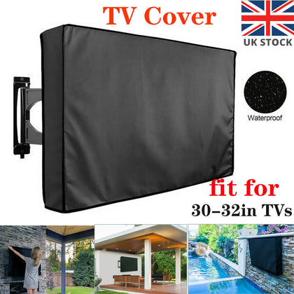 Outdoor Waterproof TV Cover Black Television Protector For 30' to 32'' UK STOCK