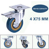 4pcs 75mm Heavy Duty Swivel Castor Wheels Rubber Trolley Furniture Brake Table