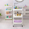 3 Tier Slim Kitchen Storage Trolley Cart Rack Tray Shelf Rolling Wheel W/ Handle