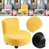 Modern Small Sofa Chair Linen Fabric Padded Footstool With Black Wood Leg