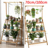 Large Bamboo 3 Tier Hanging Plant Stand Folding Garden Shelves Corner Balcony