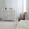 Fabric Chest of Drawers Storage Cabinet Unit Metal Frame Bedside End Table Gray