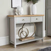 Grey Oak Console Table 2 Drawer Telephone Table Metal Handles Hallay Storage