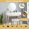 Modern Makeup Table Set Vanity Dressing Table W/ Stool LED Mirror & 4 Drawers