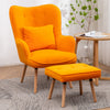 Fabric Armchair Sofa Buttoned High Back Upholstered with Foot Stool Accent Chair