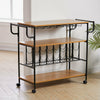 3 Tier Bar Trolley,Wine Rack,Serving Cart,Wine Glass Holder,Wine Rack w/ Shelves