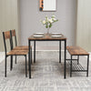 Dining Table and Chairs Set Wooden Steel Frame 2/4 Seat Modern Kitchen Set Brown