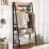 Industrial Wooden Clothes Rail Portable Scarf Cap Umbrella Hanging Garment Stand