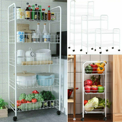 2/3/4/5 Tier Kitchen Storage Rack Wheel Trolley Vegetable Fruit Cart Drawer UK