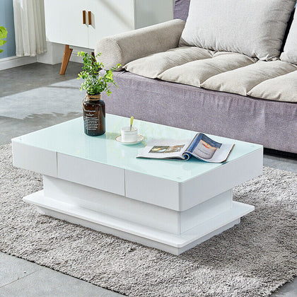 Coffee Table 2 Storage Drawers Tea Side End Table Living Room Furniture White UK