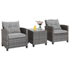 3 Piece Patio Rattan Sofa Set Backyard Outdoor Wicker Conversation Set