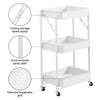 3 Tier Slim Kitchen Storage Trolley Cart Rack Tray Shelf Rolling Wheel W/ Handle