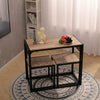 Retro Wooden Dining Table Chairs Set 3pcs Compact Kitchen Furniture Metal Legs