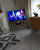 Small Wooden TV Stand Rustic Wood Furniture Vintage Media Cabinet Grey Room Unit