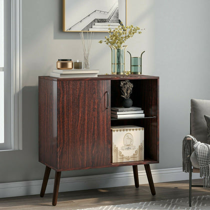 Sideboard With Glass and Metal Handle,Retro Storage Cabinet,Simple Cupboard UK