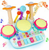 5 In 1 Kids Toddler Drum Set w/Microphone Piano Set Kids Musical Instrument Toy