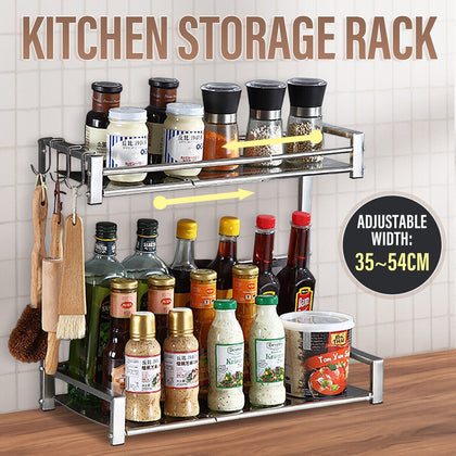 Kitchen Storage Organizer Shelf Stainless Steel Rack Holder Cupboard Spice Stand