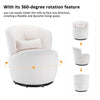 Teddy fabric Swivel Chair, Round Accent Armchair, 360° Swivel Barrel Chair White