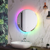 Round LED Bathroom Mirror RGB Backlit Dimmable Illuminated Lights Demister 600mm