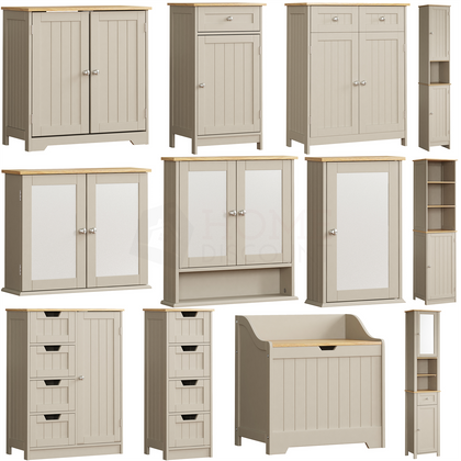 Bathroom Cabinet Double Single Door Wall Mounted Tallboy Cupboard MDF Unit Grey