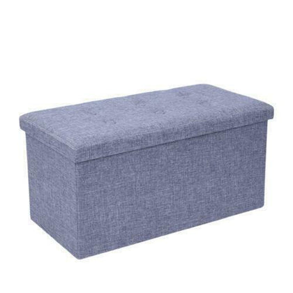 Durable Folding Storage Pouffe Footstool Seat Bench Ottoman Linen Suede Box Gray