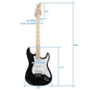Glarry GST Maple Fingerboar Electric Guitar w/Bag Strap Pick Tools Wire Black